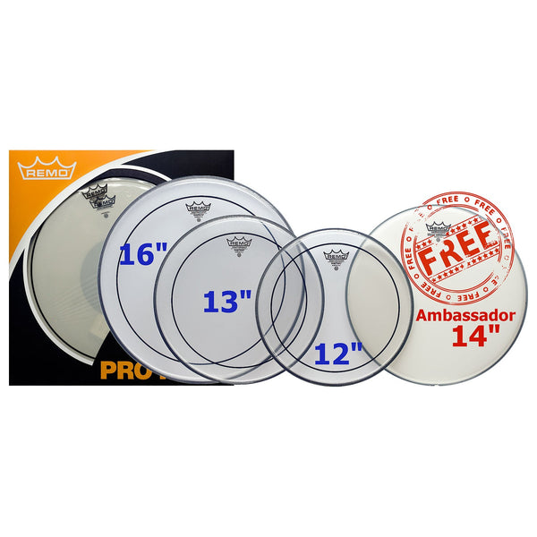 Remo Pinstripe Pro Pack Clear Drum Skins - 12"/13"/14"/16"