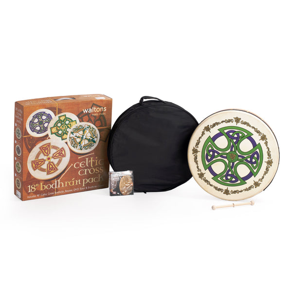 Percussion Plus bodhran 18" Brosna Cross with bag, tipper and DVD