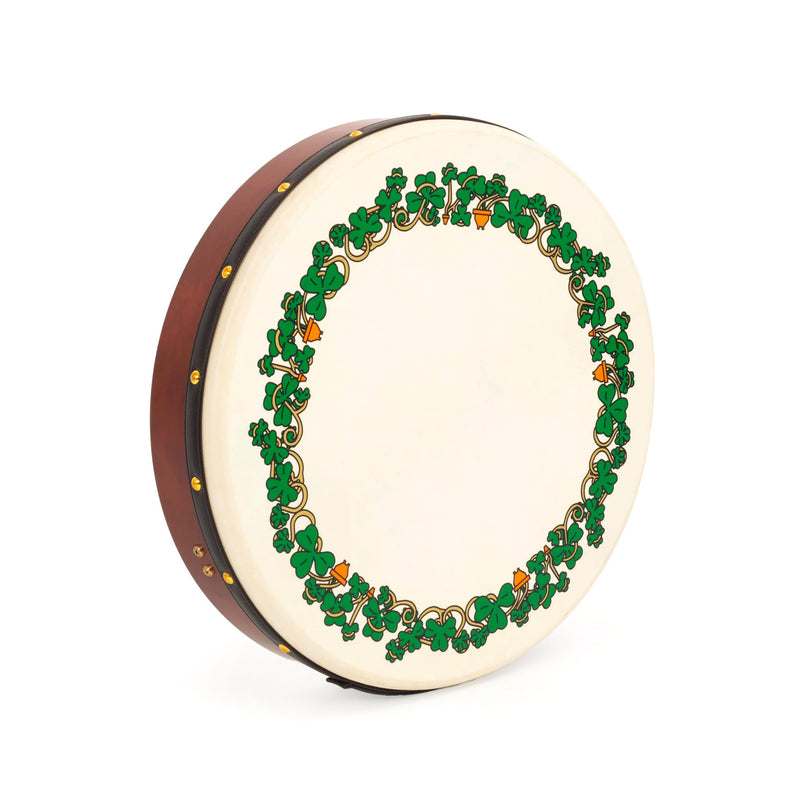 Percussion Plus bodhran 18" Shamrock design with bag, tipper and DVD