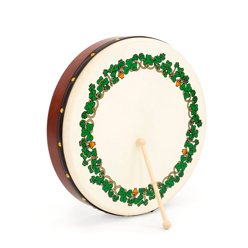 Percussion Plus bodhran 18" Shamrock design with bag, tipper and DVD