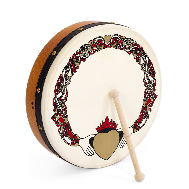 Percussion Plus bodhran 12" Claddagh with tipper and DVD