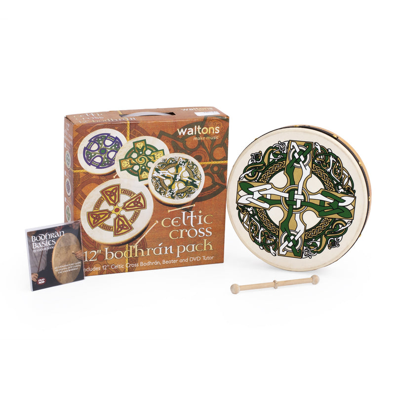 Percussion Plus bodhran 12" Gaelic Cross with tipper and DVD