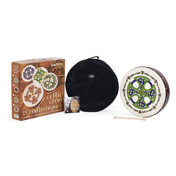 Percussion Plus bodhran 15" Brosna Cross with bag, tipper and DVD