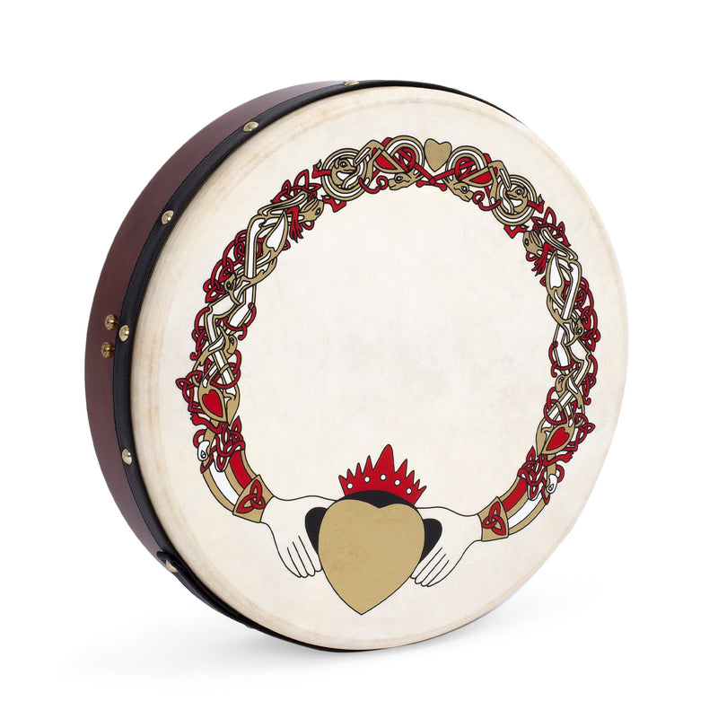 Percussion Plus bodhran 15" Claddagh with bag, tipper and DVD