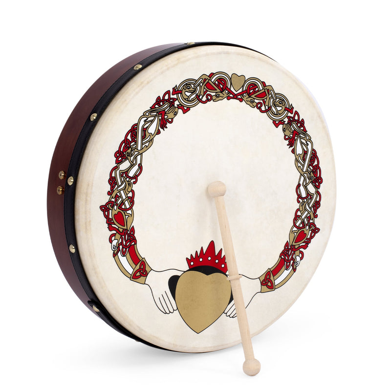 Percussion Plus bodhran 15" Claddagh with bag, tipper and DVD