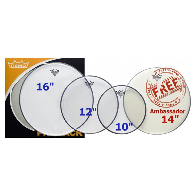 Remo Emperor pro pack clear drum skins - 10"/12"/14"/16"