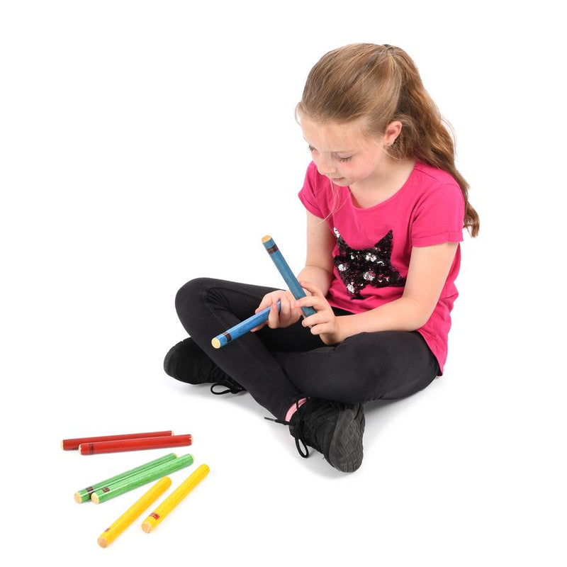 Percussion Plus claves - pack of 10 in mixed colours