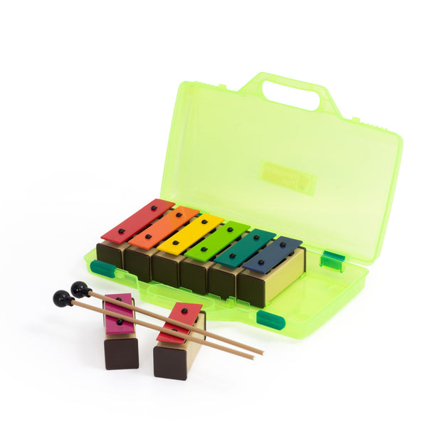 Percussion Plus PP944 colourful chime bars in clear case with beaters