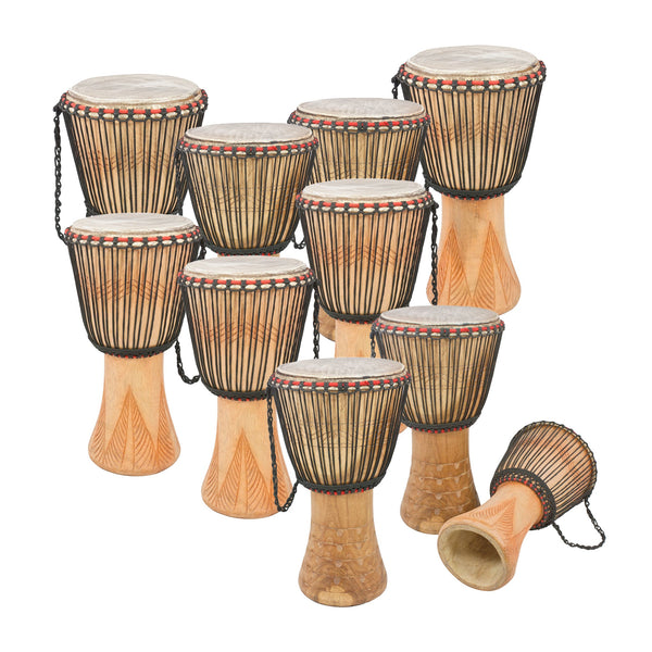 Percussion Plus Ghanaian djembe pack - rope tuned - 10 player pack