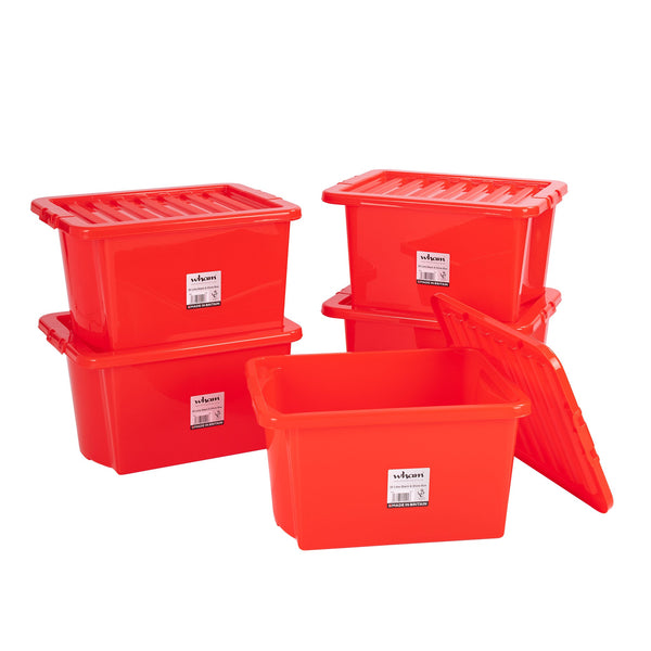 Plastic storage box with clear lid - 30 litres - 5 boxes
