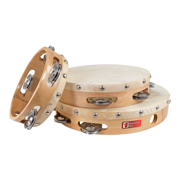 Percussion Plus PP8715 wood shell tambourines 6", 8‚Äù and 10‚Äù ‚Äì 3 Pack