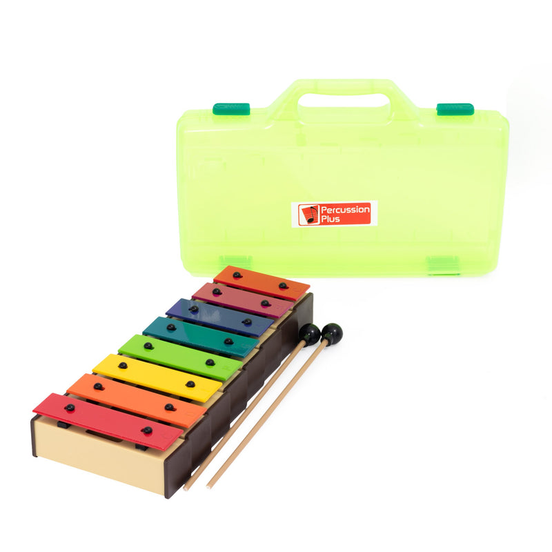 Percussion Plus PP944 colourful chime bars in clear case with beaters