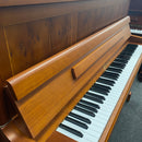 Pre-owned Kemble Prestige upright piano in cherry satin with yew inlay