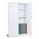 Monarch Premium 21 single tray storage cupboard with 2 shelves - White