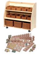 Millhouse Mobile Tiered Shelf Unit with Mirror Back