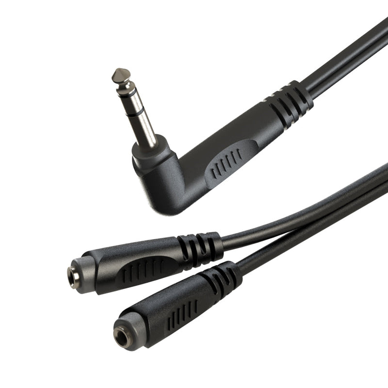 Roxtone 6.3Mm Stereo Right Angle Plug To 2 X 3.5Mm Stereo Sockets