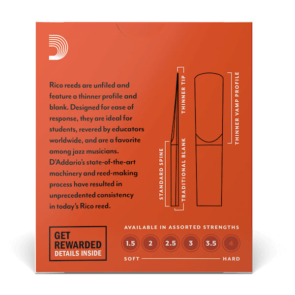 Rico box of 10 x Eb clarinet reeds - 3.5