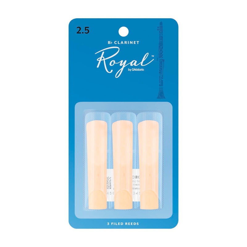 Rico Royal Bb clarinet reeds - 2.5 (card of 3)