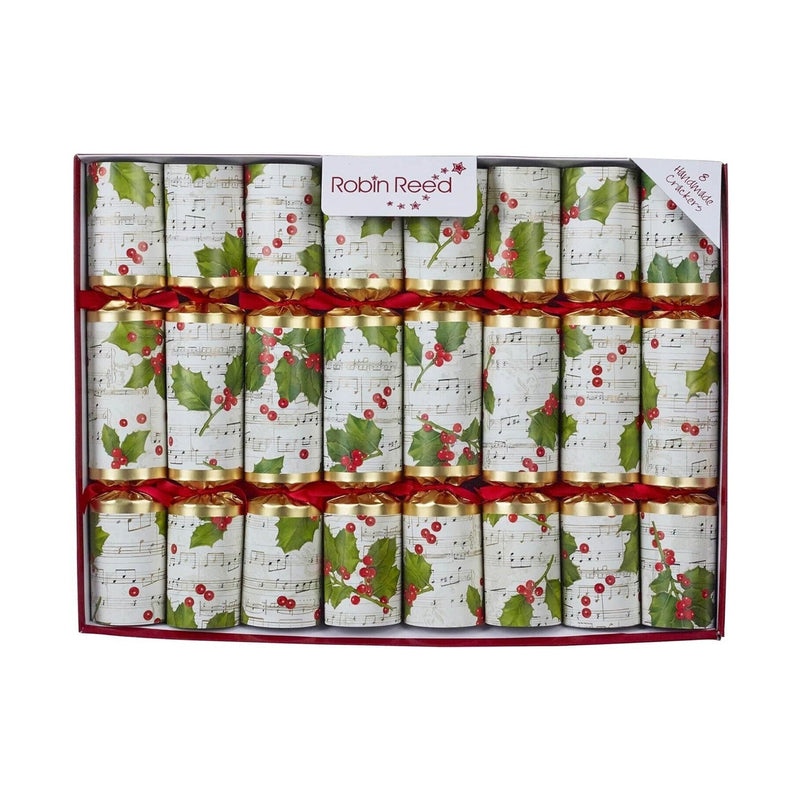 Deluxe musical Christmas cracker with whistles - 10" holly design