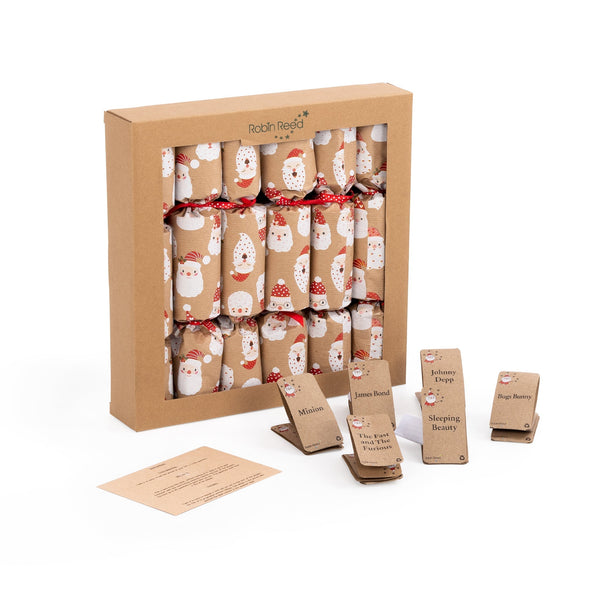 Deluxe Christmas crackers containing trivia game - Santa design