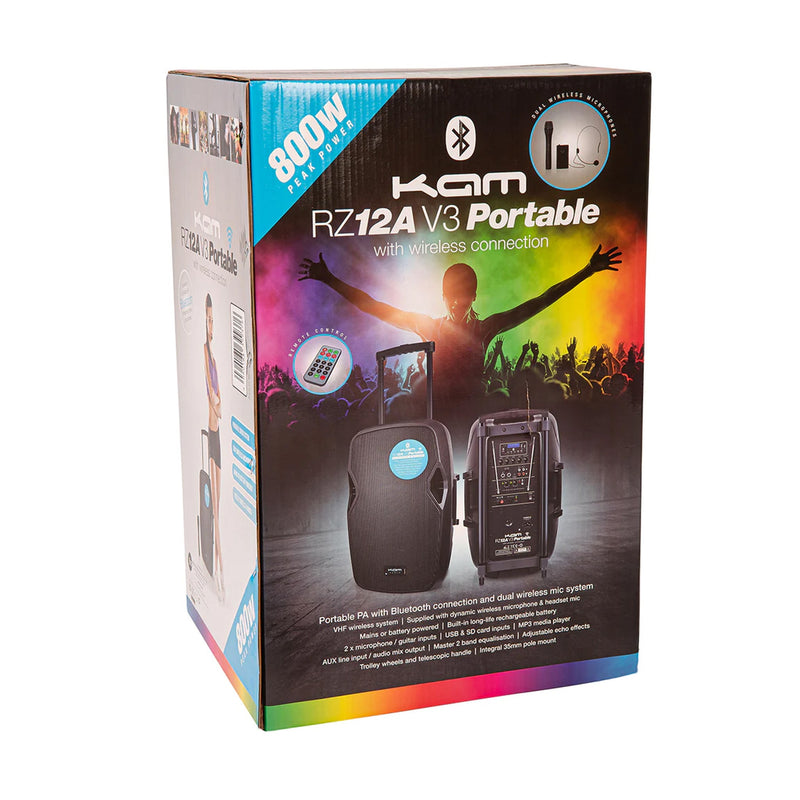 Kam Portable 12" Active Bluetooth Speaker - 800W