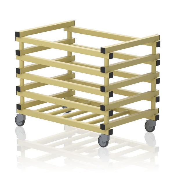 VENDIPLAS EQUIPMENT TROLLEY YELLOW, OPEN TOP, WIDE SLATS