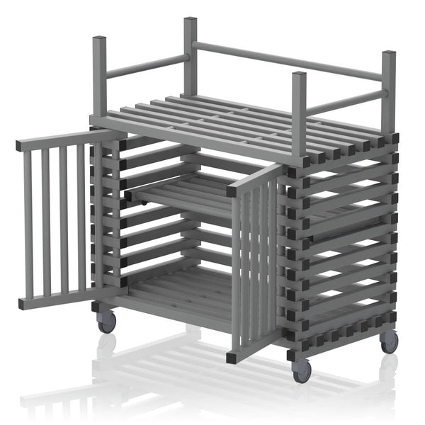 VENDIPLAS TROLLEY CABINET LARGE, GREY, C/W TOP RACK