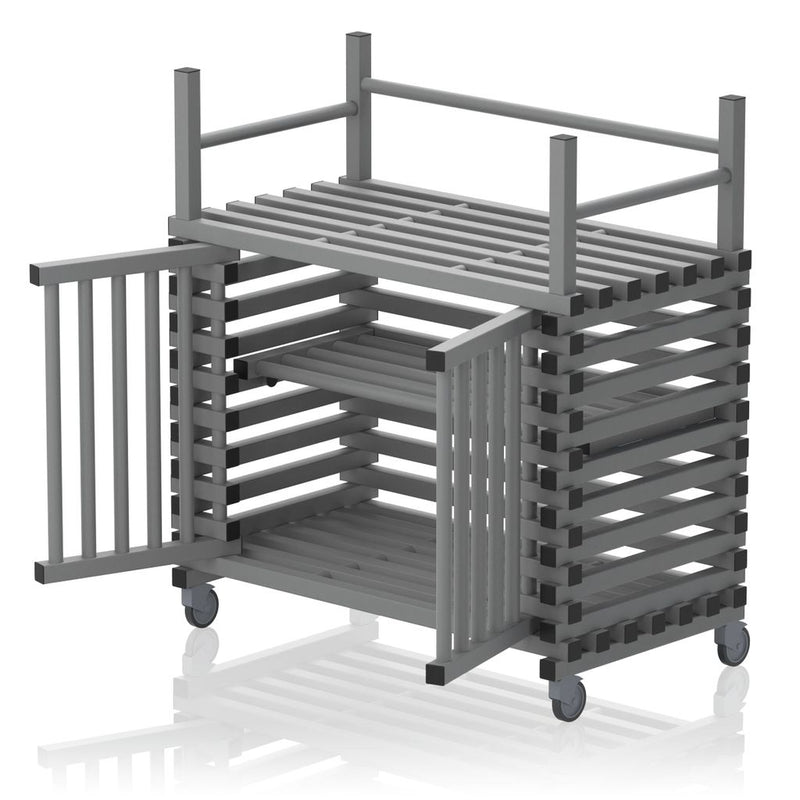 VENDIPLAS TROLLEY CABINET LARGE, GREY, C/W TOP RACK