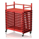 VENDIPLAS TROLLEY CABINET LARGE, RED, C/W TOP RACK