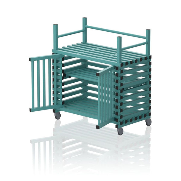 VENDIPLAS TROLLEY CABINET MEDIUM, GREEN, C/W TOP RACK