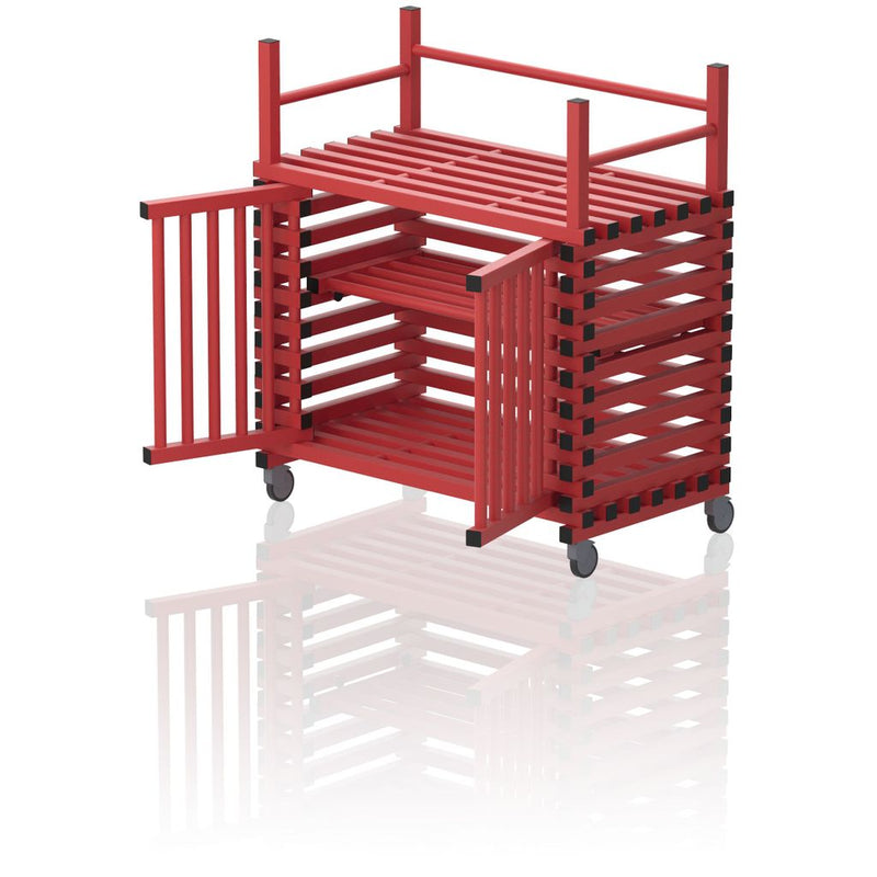 VENDIPLAS TROLLEY CABINET MEDIUM, RED, C/W TOP RACK