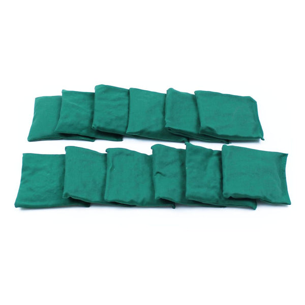 SQUARE COTTON BEAN BAG GREEN, BAG OF 12