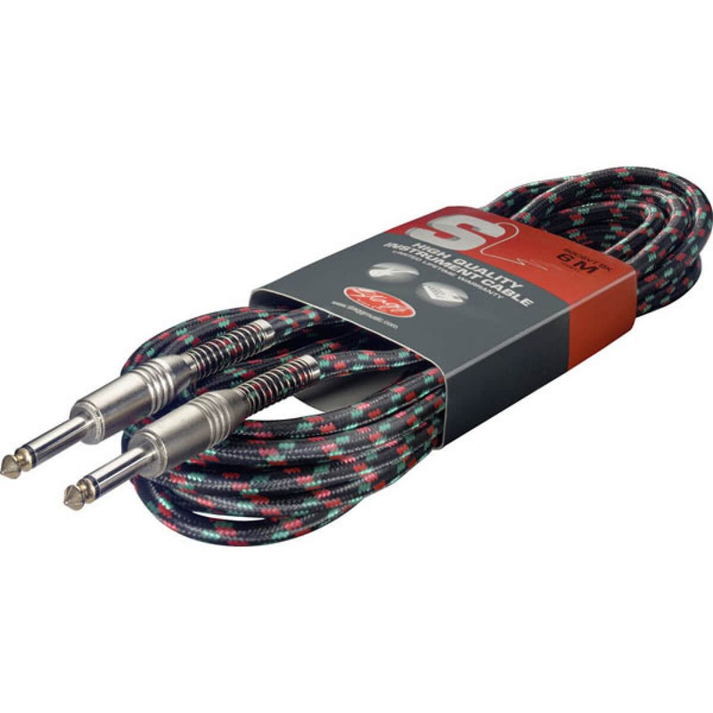 Stagg S-Series Vintage Mono Jack Cable - Black Tweed