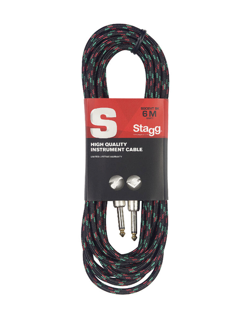Stagg S-Series Vintage Mono Jack Cable - Black Tweed