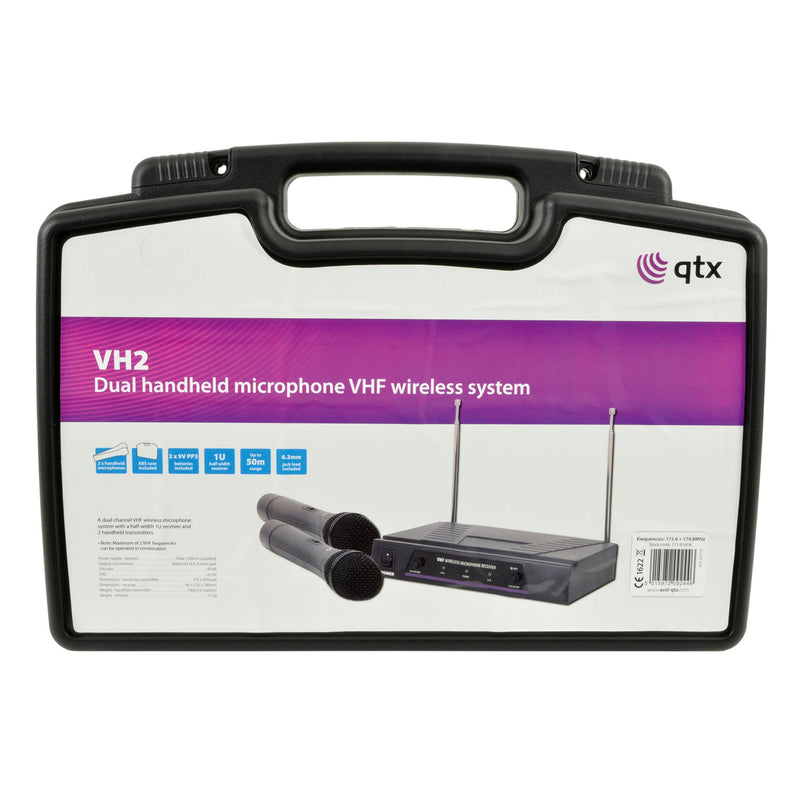 Qtx Dual Wireless Handheld Radio Microphone Vhf 174.1Mhz - 175.0Mhz