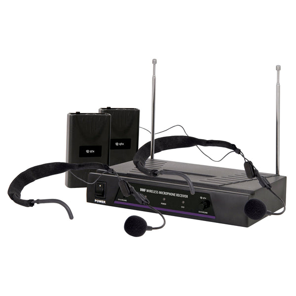 Qtx Dual Wireless Headset Radio Microphone Vhf 174.1Mhz - 175.0Mhz