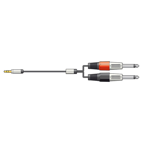 Qtx 3.5Mm Stereo Jack To 2 X Mono 6.3Mm Jack Lead