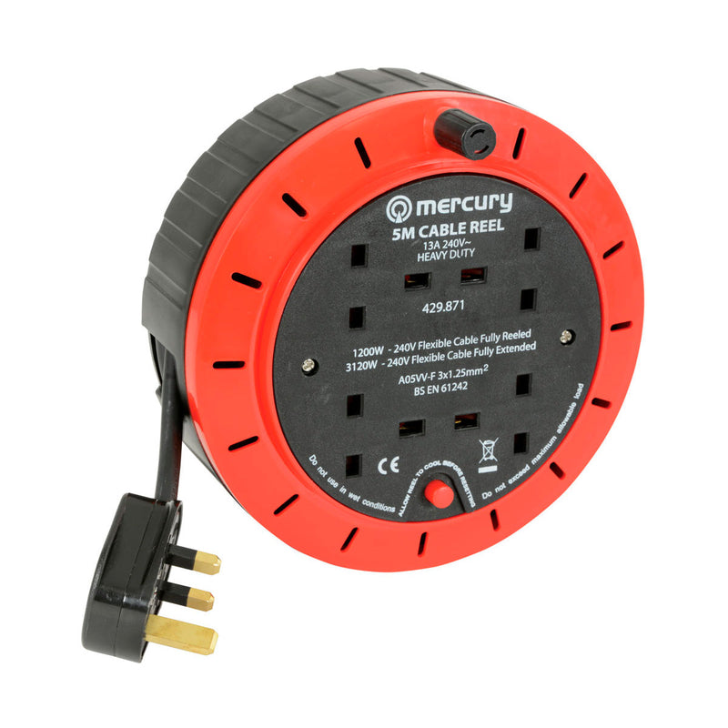 Mercury 4-Gang 5 Meter Extension Reel With Thermal Cut Out