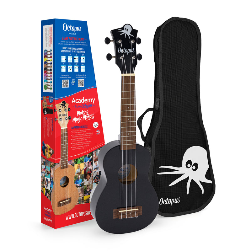 Octopus Soprano Ukulele - Metallic Black