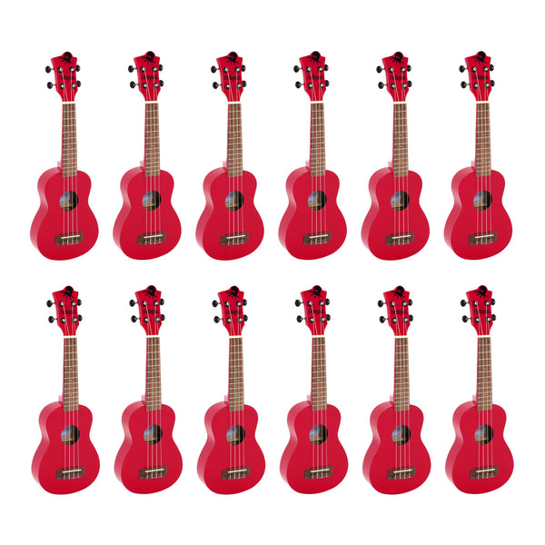 Octopus Academy soprano ukulele classroom pack of 12 - Candy apple red