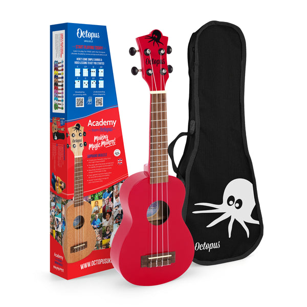 Octopus Soprano Ukulele - Candy Apple Red