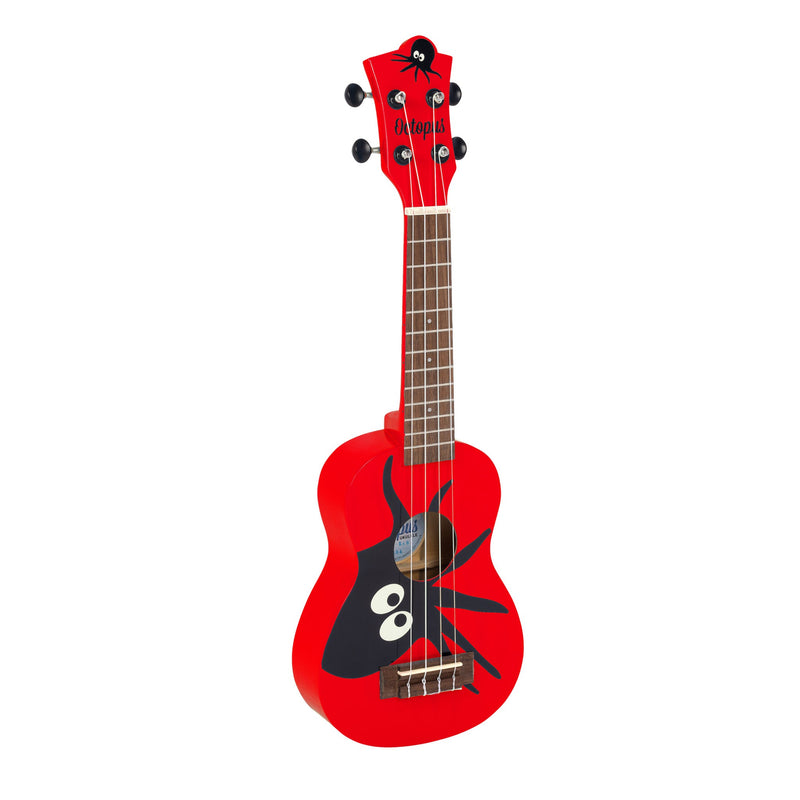 Octopus Academy graphic soprano ukulele - Red with Octopus