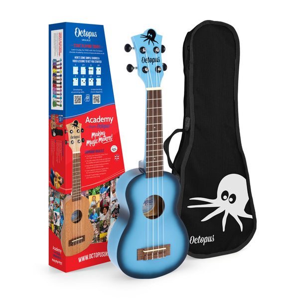 Octopus Soprano Ukulele - Light Blue Burst