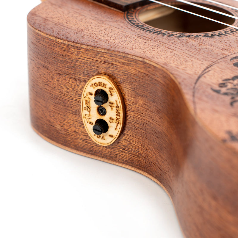 Octopus Rosette electro concert ukulele - wave motif