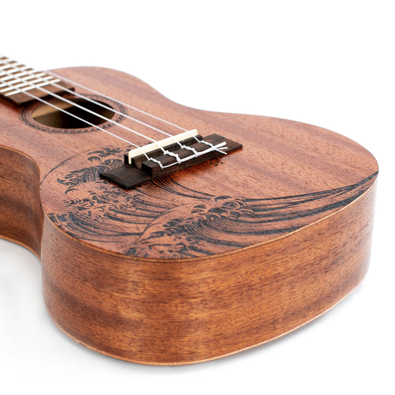 Octopus Rosette concert ukulele - wave motif