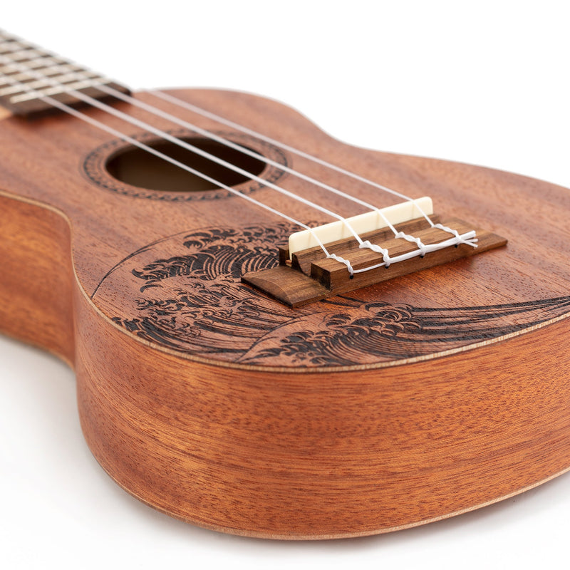 Octopus Rosette soprano ukulele - wave motif