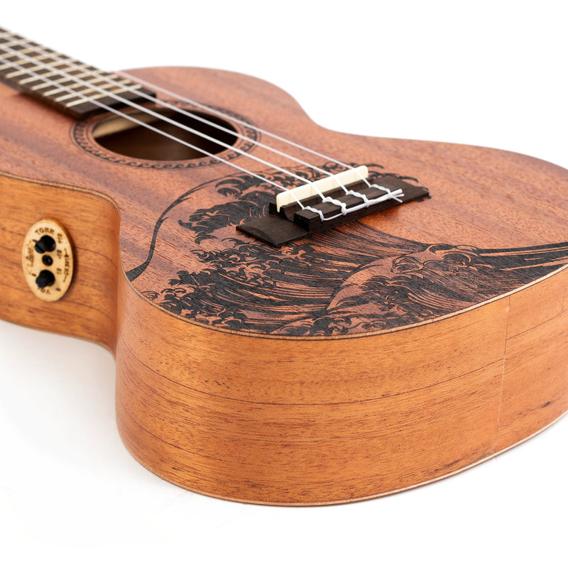 Octopus Rosette electro-acoustic tenor ukulele - wave motif