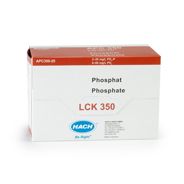 Hach, LCK350, Phosphate (Ortho/Total) Cuvette Test 2.0-20.0mg/L PO4-P (Pack 25)