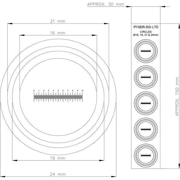 Eyepiece graticules plastic 10/PK