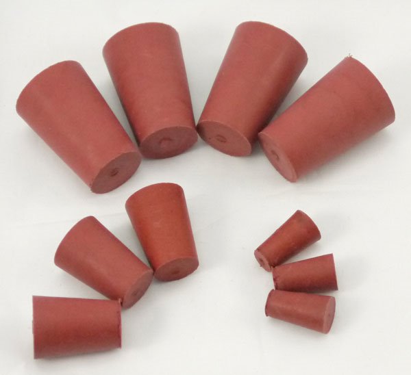 Rubber Stoppers, Red, No 13, Bottom Dia 13mm, Top Dia 16mm (Pack 20)